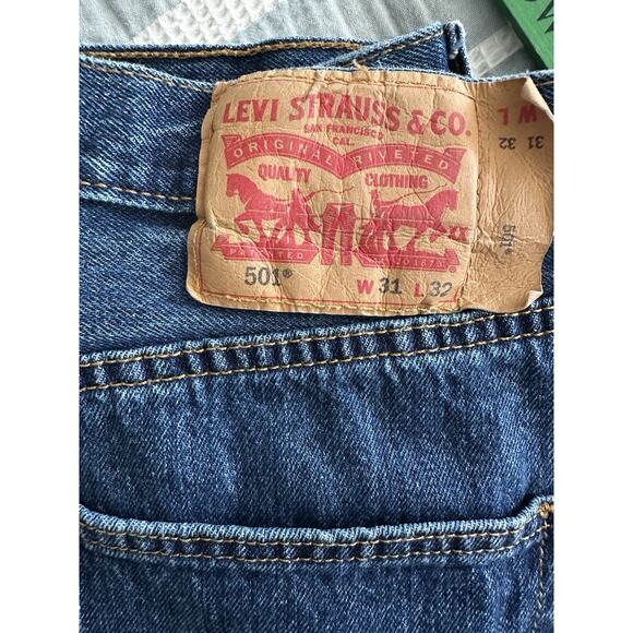 Levi's 501 Men's Straight Leg Classic Button Fly Denim Blue Jeans 31W 32L* - Picture 4 of 8